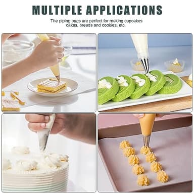 Piping Bags and Tips Set, Cakes Decorating Supplies Kit with 100pcs 12 Inch Pastry Bags, 16 Piping Tips, 3 Cake Scraper, 2 Couplers, 2 Bag Ties, Simple and Convenient Baking Supplies Set - Image 5