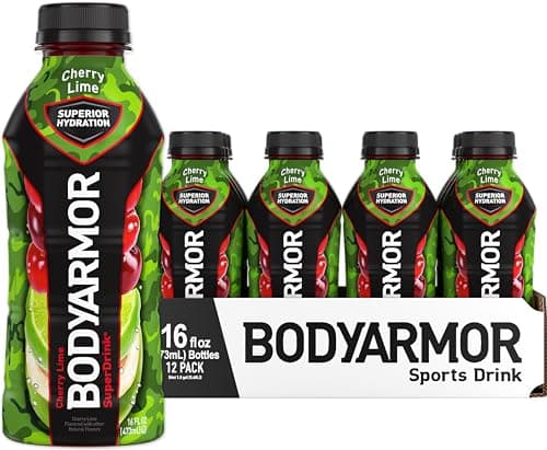 BODYARMOR Sports Drink Sports Beverage, Cherry Lime, Coconut Water Hydration, Natural Flavors With Vitamins, Potassium-Packed Electrolytes, Perfect For Athletes, 16 Fl Oz (Pack of 12) - Image 1