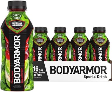 BODYARMOR Sports Drink Sports Beverage, Cherry Lime, Coconut Water Hydration, Natural Flavors With Vitamins, Potassium-Packed Electrolytes, Perfect For Athletes, 16 Fl Oz (Pack of 12) - Image 1