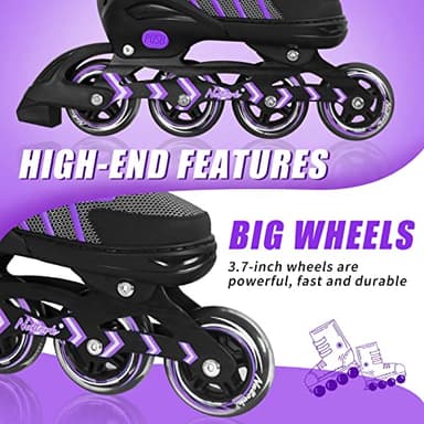 Nattork Adjustable Blades Roller Skates for Adults Women and Men,Outdoor & Indoor Purple Inline Skates for Kids Girls and Boys,Beginners,Size 6.5 7 7.5 8 - Image 4
