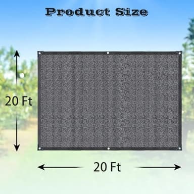 Joepen 50% Black Shade Cloth with Grommets, Greenhouse Garden Shade Cover Plant Shades from Sun, 20ft x 20ft - Image 2