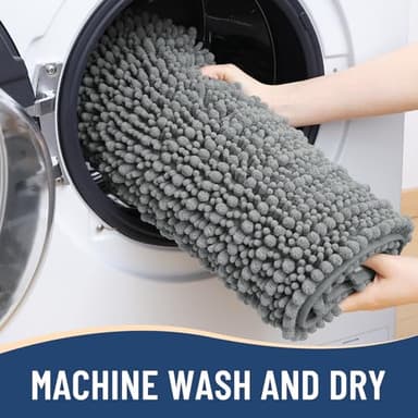 Arotive Luxury Chenille Bathroom Rug Mat, Extra Soft Thick Absorbent Shaggy Bath Rugs, Non-Slip Machine Wash Dry, Plush Bath Mats for Bathroom, Shower and Tub, 36x24, Grey - Image 7