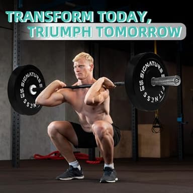 Fitvids Olympic 2" Bumper Plates Set Including 370LB Complete Weight Set (10Lb to 55LB) & 7FT Olympic Barbell Bar(415 Pounds Total), Multiple Packages - Image 7