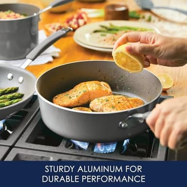 Rachael Ray - 16802 Rachael Ray Cucina Nonstick Cookware Pots and Pans Set, 12 Piece, Sea Salt Gray - Image 3