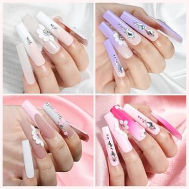 UNA GELLA Nail Tips Square XXL Long: Full Cover Pre-file Square Straignt Gel Nail Tips No C Curve for DIY Press On Nails 216PCS, 12 Sizes Gel Nail Extensions Art Salon - Image 2