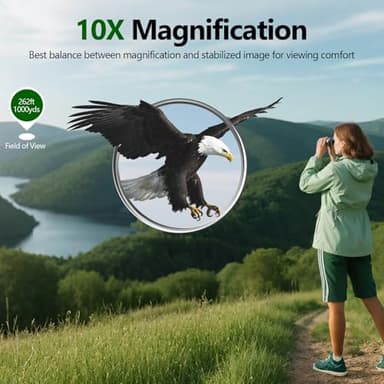 10x25 Compact Binoculars for Adults and Kids, Small High Powered Binoculars with Low Light Vision for Bird Watching, Hunting, Hiking, Cruise and Travel, Includes Carrying Bag - Image 2