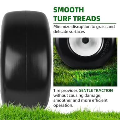 AR-PRO (2-Pack) 13x6.50-6 Flat Free Tire and Wheel - Universal 13x6.5-6 Solid Rubbe Riding Lawn Mower Tire with Rim - With 5.5"-7.8” Centered Hub and 3/4" Bearings extra 5/8" 1/2” Bushings - Image 5