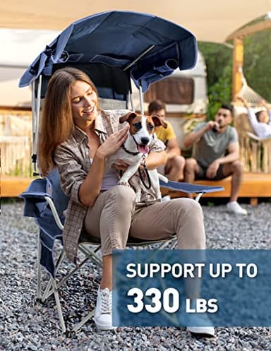 Docusvect Beach Chair with Canopy Shade, Folding Camping Chair with Canopy with Cup Holder, Side Pocket for Camp, Beach, Tailgates, Fishing - Support 330 LBS - Image 6