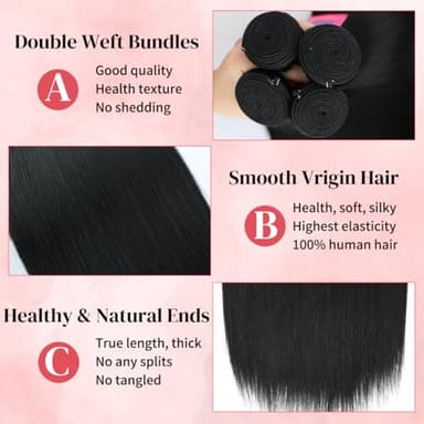 Human Hair Straight 4 Bundles 22 24 26 28 Inch 14A 100% Unprocesed Brazilian Bundles Human Hair Straight Hair 4 Bundles Deal Natural Black - Image 4