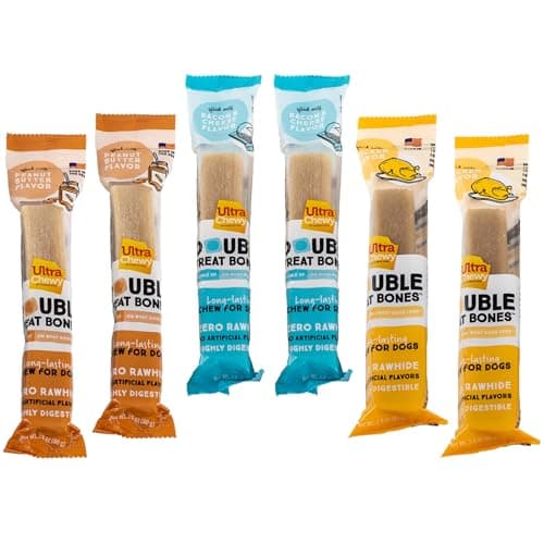 Ultra Chewy Peanut Butter, Chicken, Bacon and Cheese Flavors: Long-Lasting Treats Made in USA for Large and Small Breeds, Highly Digestible, for Aggressive Chewers (Favorite Flavors, 6 Count) - Image 1