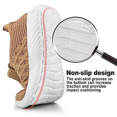 Feethit Mens Slip On Walking Shoes Lightweight Breathable Non Slip Running Shoes Comfortable Fashion Sneakers for Men Khaki 12 - Image 2