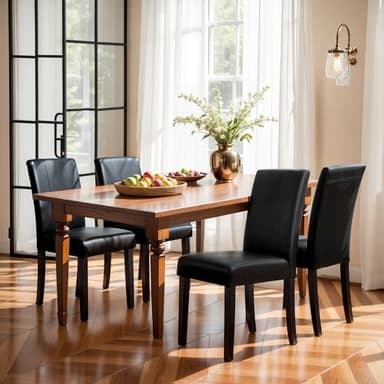 SyMax Dining Chairs Set of 2, Faux Leather Parson Dining Room Chairs, Modern High-End Kitchen Side Chairs for Bedroom, Living Room, Black (No Table) - Image 3