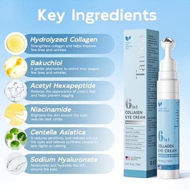 Tantea Under Eye Cream Anti-Aging | 6 in 1 Collagen Anti-Wrinkle Eye Cream - Peptides, Bakuchiol, Centella - Wrinkles | Fine Lines | Dark Circles | Puffiness | Natural Retinol Alternative, 0.51 fl.Oz - Image 5