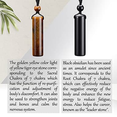 Top Plaza 2 Pcs Black Obsidian Tiger Eye Healing Crystal Stone Necklaces for Men Amulet Protection Cylindrical Pendant Necklaces Adjustable Braided Natural Quartz Gemstone Necklace Jewelry - Image 3