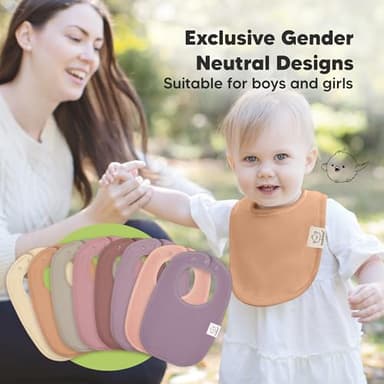 8-Pack Organic Baby Bibs for Boys, Girls - Soft Cotton Drooling and Teething Bibs for Baby Girl & Boy, Extra Absorbent, Easy to Clean & Put On for Toddler, Newborn, Infant 0-24 Months (Mauve) - Image 6
