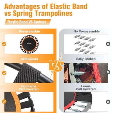 40"/48" Foldable Mini Trampoline Load 330lbs,Portable Exercise Rebounder Trampoline with Adjustable Foam Handle,Fitness Trampoline for Adults (40 in with handrail) - Image 3