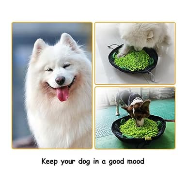 MgcYoHole Snuffle Mat for Dogs,18.8" x 18.8'' Dog Bowl,Sniffing Interactive Feeding Game Puzzle Toys,Encourages Natural Foraging Skills and Slow Eating Stress Relief for S/M/Large Dogs (Magic Grey) 1 - Image 5