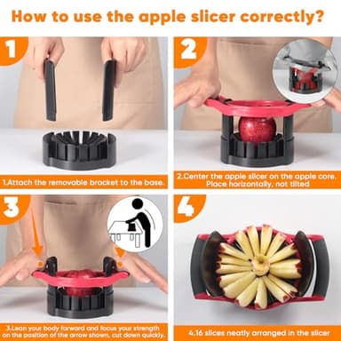 [Upgraded] Newness 5.12 Inch Large Apple Slicer, Cut 16 Thin Slices All the Way Through, HEAVY - DUTY Stainless Steel Apple Corer & Slicer for Fruits & Vegetables - Dishwasher Safe - Image 3