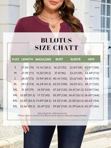 Bulotus Women's 3/4 Sleeve Tops Zip Front Casual Shirt Fall Top for Leggings Blouses for Women Business Casual, Burgundy, X-Large - Image 6