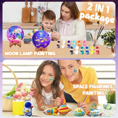 Goody King Paint Your Own Moon Lamp Kit, DIY 3D Space Moon Night Light, Crafts for Teens Girls Boys, Arts & Crafts for Kids Ages 8-12, Art Supplies Christmas Craft Birthday Gift for Kids Ages 3+ - Image 3