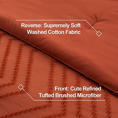 Litanika Queen Comforter Set with Sheets Burnt Orange - 7 Pieces Bed in a Bag Queen Boho Complete Bedding Sets Terracotta Rust Lightweight Bed Set with Comforter, Sheets, Pillowcases & Shams - Image 5