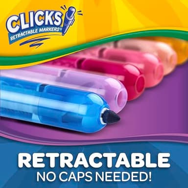 Crayola Clicks Retractable Markers - Bold (10ct), No Dry Washable Markers for Kids, Click Markers for School, Must Have Coloring Supplies, Gifts - Image 2