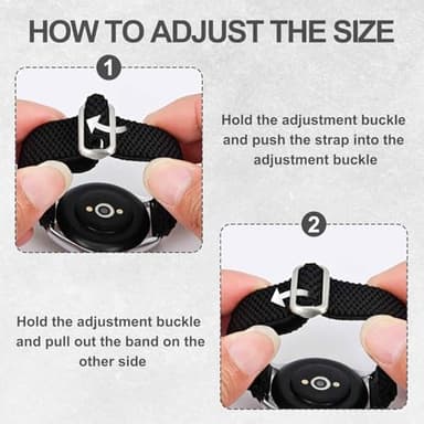 ANNEFIT Stretchy Nylon Watch Band for Men Women, Adjustable Elastic Watch Straps with Quick Release, Replacement Wristband 20mm with Black Buckle (Black) - Image 4