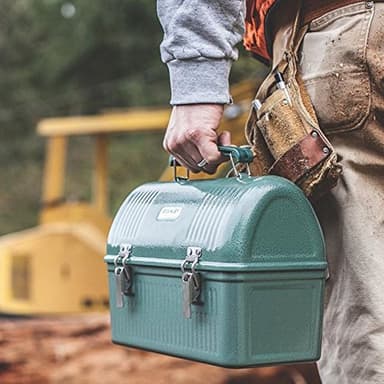 Stanley Classic Lunch Box 10 qt | Vintage Metal Lunchbox | Durable Meal Container with Handle and Latch | Stores Food, Drinks, Thermos, Water Bottle | Hammertone Green - Image 8