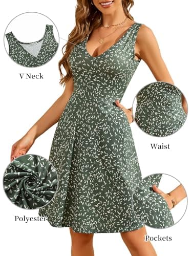 HUHOT Spring Dresses Sundresses for Women Floral Easter Dress Sleeveless V Neck Grudation Dress with Pockets Summer Dress 2025 - Image 4