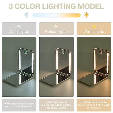 Kintion Rechargeable Pocket Mirror, Wheat Straw Material 1X/3X Magnification Portable Compact Mirror, Handheld Travel Mirror, Small Purse Mirrors for Women, Apricot - Image 5