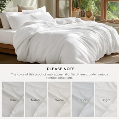 Bedsure 100% Washed Cotton Duvet Cover Oversized King - Natural White Minimalist Cotton Duvet Cover Linen Like - GentleSoft™ Plain Simple Bedding (Natural White, Oversized King, 120"x98") - Image 5