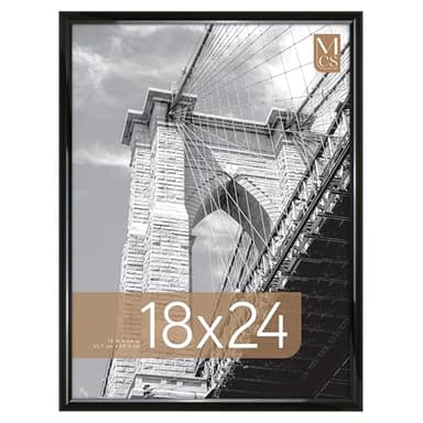 MCS Trendsetter 18x24 Poster Frame Black High-Gloss, Vertical & Horizontal Wall Hanging Large Picture Frame for Photos, Posters & Art Prints (1-Pack) - Image 1