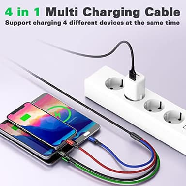 Multi Charging Cable, 10ft 2Pack Multi Charger Cable Braided 4 in 1 Multiple USB Cable Universal Charging Cord with Lightning/Type C/Micro USB Port for Cell Phones/iPhone 17 16 15/Samsung/Ps/Tablets - Image 3