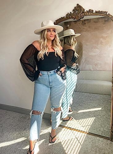 DOROSE Womens Mesh Long Sleeve Shirts Casual Blouses Tops Black L - Image 3