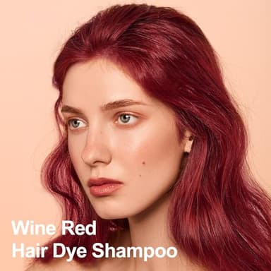 Wine Red Hair Dye Shampoo 3 in 1, Long-lasting & Natual Hair Color Shampoo, Herbal Ingredients Natural Shampoo Hair Dye Effect in Minutes, Gifts for Men Women 500ml - Image 3