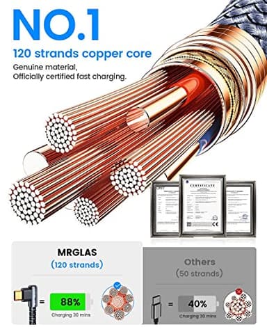 MRGLAS Car CarPlay USB C Cable 3.2A, USB to USB C Cable [2-Pack,6.6FT], for iPhone 17 Charger, Type C Charger Fast Charging for iPhone 17/16 Pro Max, Samsung Galaxy S25 Ultra S24 S23 S22 S21, Note 20 - Image 6