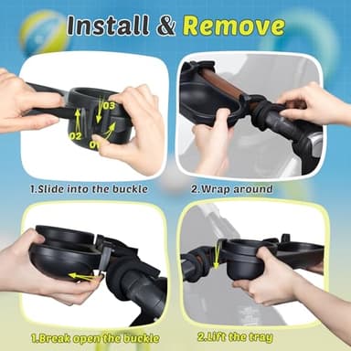 Universal Snack Tray for Stroller, Cup Holder Tray with Flexible Silicone Arm Gripper, Stays in Place Tray Attachment for Toddler & Kids, Snacking On The Go, Stroller Travel Accessories, Universal Fit - Image 4