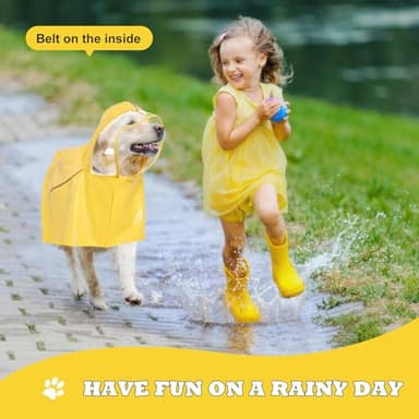 VavoPaw Dog Raincoat for Large Medium Small Dogs, Adjustable Dog Rain Jacket with Clear Hood, Dog Poncho with Magic Tape and Reflective Strips, Yellow, XL - Image 7