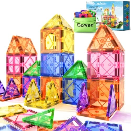 Magnetic Tiles Toddler Toys Magnetic Building Blocks for Kids Ages 3-12 STEM Educational Toys for Girls & Boys Sensory Play for Preschool Learning Birthday Chritmas Gifts Stocking Stuffers - Image 1