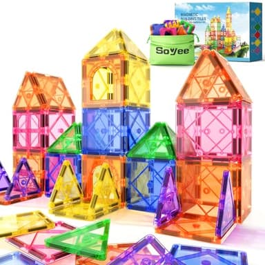 Magnetic Tiles Toddler Toys Magnetic Building Blocks for Kids Ages 3-12 STEM Educational Toys for Girls & Boys Sensory Play for Preschool Learning Birthday Chritmas Gifts Stocking Stuffers - Image 1