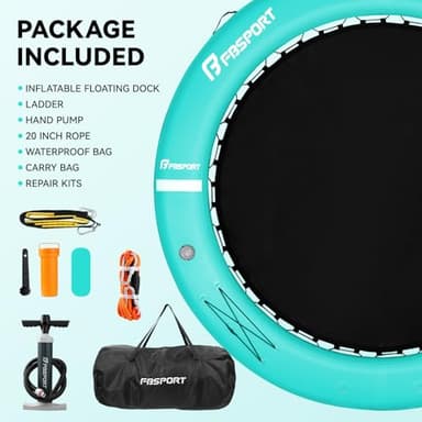 FBSPORT Inflatable Dock Floating Platform, 8ft Inflatable Water Hammock Floating Deck for Lake W/Cupholder, Round Floating Ring Sunchill Float Ring, Pool Float Raft Lounger Island Platform Pad - Image 6