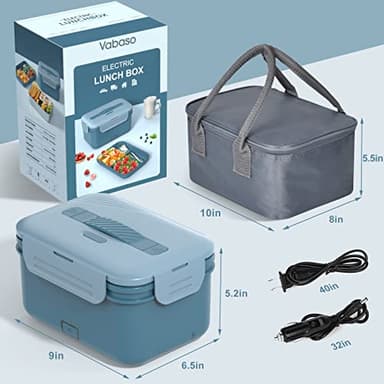 Vabaso Electric Lunch Box Food Heater, 1.8L/61oz Heated for Adults Car/Truck Home/Work, 60/80/100W Warmer Heating with Removable Stainless Steel Container, 12V/24V/110V220V Blue - Image 8