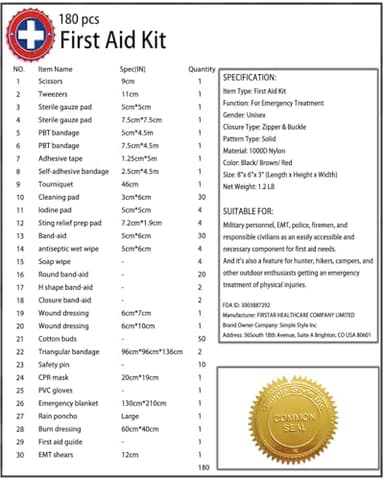 Carlebben EMT Pouch MOLLE Ifak Pouch Tactical MOLLE Medical First Aid Kit Utility Pouch (with Medical Supplies Red) - Image 3