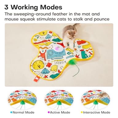 Potaroma Cat Feather Toys Interactive, Unpredicatable in-The-Cover Moving Feather, Hide and Seek Kitten Wand Toy, Rechargeable Automatic Indoor Cat Toy, Exercise Kicker for All Breeds, Graffiti Cover - Image 4