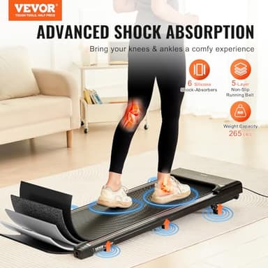 VEVOR Walking Pad, Under Desk Treadmill with Incline, Working Walking Jogging Machine for Home Office, 265 Lbs Capacity 2.5HP Portable Walking Pad, with Remote Control, LED Display, and Bluetooth - Image 2
