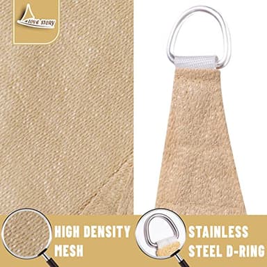 LOVE STORY 6.5' x 10' Rectangle Sun Shade Sail Canopy UV Block Shade Sails Sunshade for Outdoor Patio Garden Backyard, Sand - Image 5