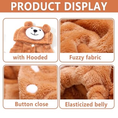 Generic Fleece Dog Pajamas Winter Warm Dog Sweater for Small Dogs Thick Puppy Pajamas Cute Soft Dog Clothes Pet Costume for Small Breed (Teddy Bear, XX-Small) - Image 5