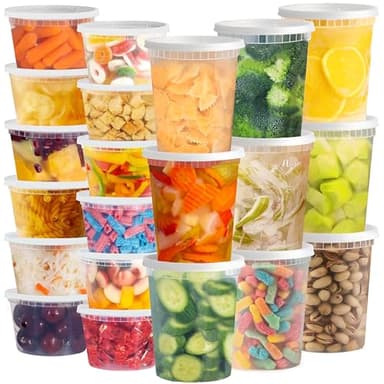 TashiBox Deli Food Containers with Lids 48 Sets (16 & 32 oz 24 Each) - Plastic Food Storage Containers - Clear Disposable Meal Prep Containers, BPA Free, Leakproof, Microwave and Freezer Safe - Image 1