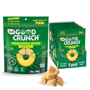 Dole Good Crunch Pineapple Dried Fruit Bites, Gluten Free & Vegan Snack, 1.4oz Bags (Pack of 6) - Image 1