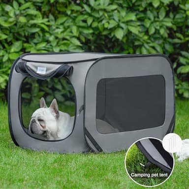 Love's cabin 42in Portable Large Dog Bed - Pop Up Dog Kennel, Indoor Outdoor Crate for Pets, Portable Car Seat Kennel, Cat Bed Collection, Grey - Image 3